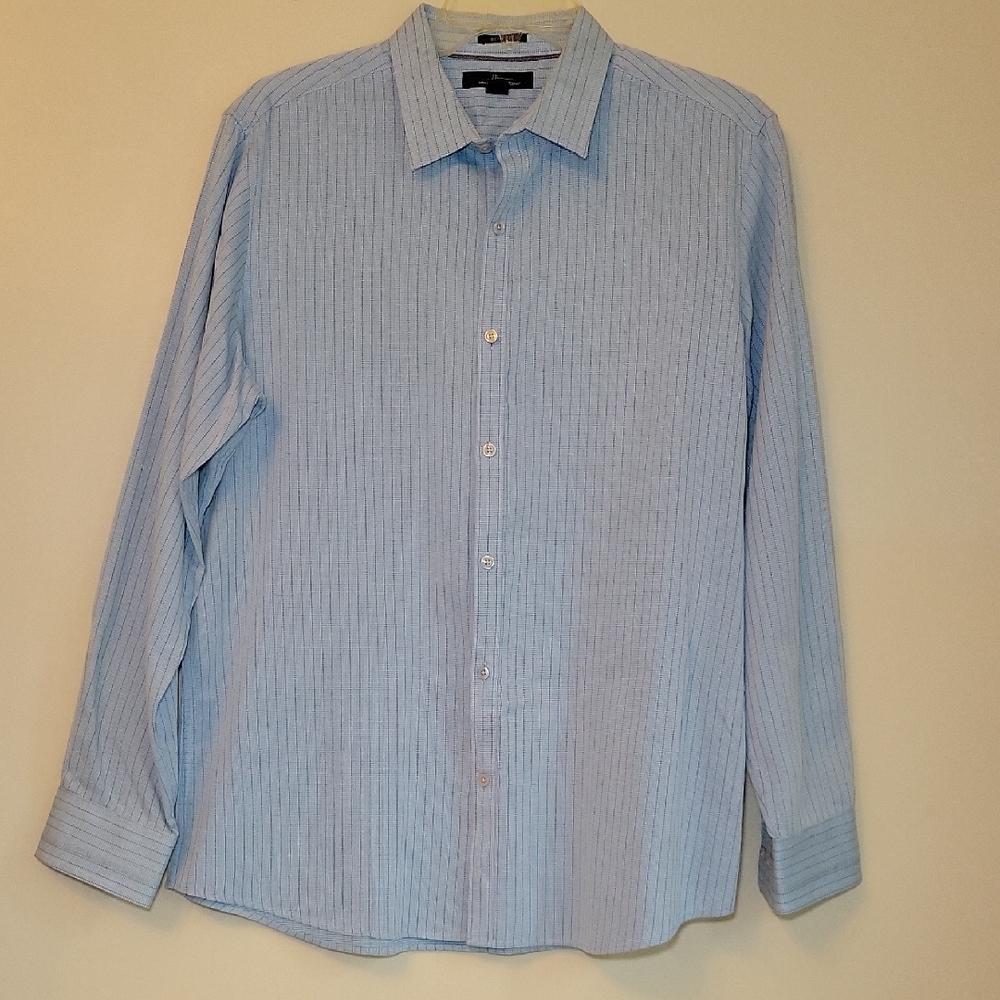 Marc Anthony Light Blue Pinstripe‎ Dress Shirt Men's Slim Fit XL